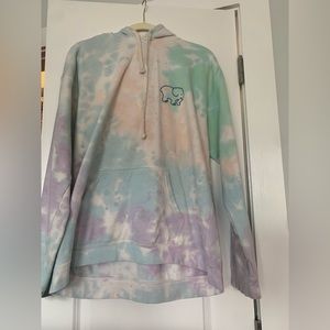 Ivory Ella Pastel Tie Dye Women's Long Sleeve Size Large Hooded Sweatshirt